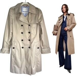 Bananna Republic 100% Cotton Trench Coat Fully Lined Tan Size Large